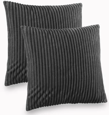 Produktbild von Kuscheli® 2er Set Kissenbezug im Doppelpack Cashmer Touch Fleece Kissenhülle, Sofakissen Kopfkissenbezug Kissenbezüge Couchkissen, Farbe:Grau, Größe:2x 50x50 cm