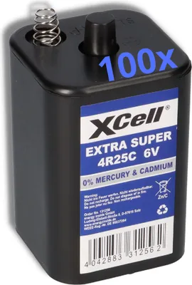 Produktbild von 100x XCell 4R25C Blockbatterie 6V 9,5Ah – passend für Baustellenleuchten, Warnlampen & Weidezaun
