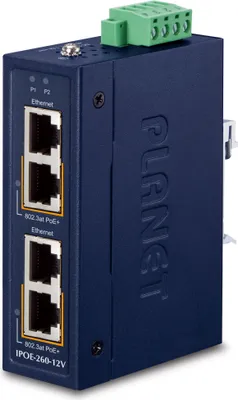 Obrázek produktu pro Planet Industrial 2-port 10/100/1000T 802.3at PoE+ Injector - Hub - 1 Gbps