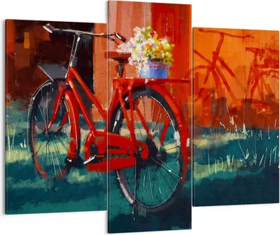 Produktbild von Bild auf Leinwand - Leinwandbild - Fahrrad Blumen - 130x100cm - Wand Bild - Wanddeko - Wandbilder - Leinwanddruck - Bilder - Kunstdruck - Wanddekoration - Leinwand bilder - Wandkunst - CB130x100-3712