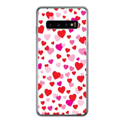 Produktbild von MuchoWow® Handyhülle Schutzhülle Hülle für Samsung Galaxy S10 Eine Illustration mit bunten Herzen Silikon Softcase Handy Hülle - Handytasche