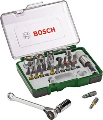 Produktbild von Bosch Schraubendreher-Bit-Set, 27-teilig, mit Knarre, Universalhalter, Magnetisch, Quick Change