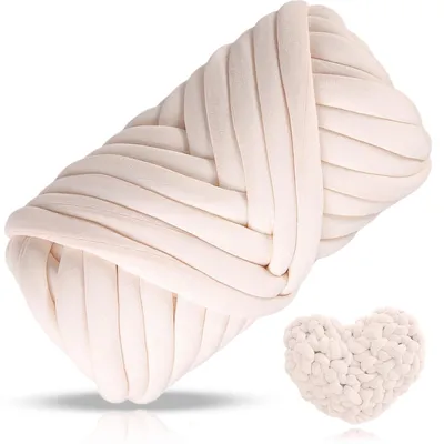 Produktbild von Dicke Wolle Garn 500g Häkelwolle Schlauchgarn für DIY Projekte Beige