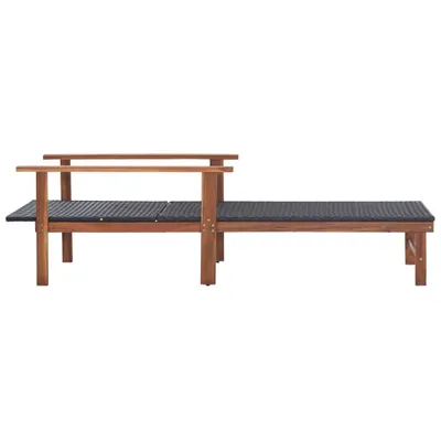 Immagine prodotto di Lettino Prendisole Polyrattan e Legno Massello di Acacia Nero