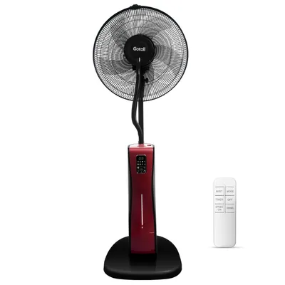 Produktbild von 125cm Standventilator GLBF-06 mit Wasserkühlung 75W Standlüfter LED Touch und Fernbedienung Timer Nebelventilator 3 Windmodi Ventilator