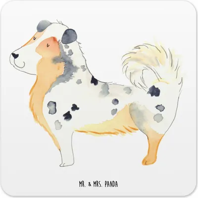 Produktbild von Mr. & Mrs. Panda Untersetzer für Gläser Hund Australien Shepherd 10er Set - Weiß - Geschenk, Glas-Untersetzer, Spruch, Flaschenuntersetzer, Getränkeuntersetzer, Sprüche