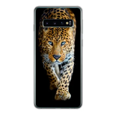 Produktbild von MuchoWow® Handyhülle Schutzhülle Hülle für Samsung Galaxy S10 Leopard - Tiere - Porträt - Wildtiere - Schwarz Silikon Softcase Handy Hülle - Handytasche