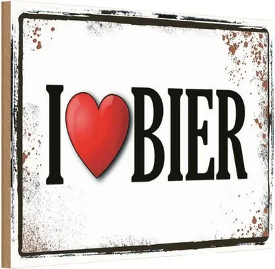 Produktbild von vianmo Holzschild 12x18 cm Alkohol i love Bier Essen Trinken