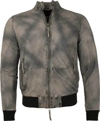 Produktbild von Freaky Nation - Herren Lederjacke Blouson Lammnubuk grau antik : L
