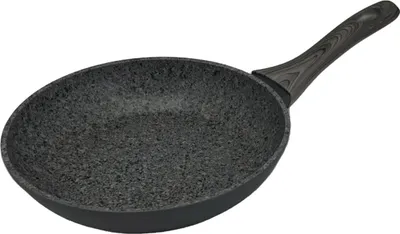 Image de Poêle à frire en noir avec poignée aspect bois Alliage d'aluminium pour tous les types de cuisinières 28 cm