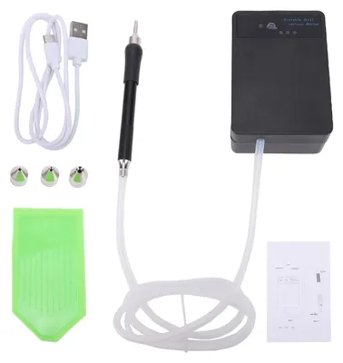 Obrázek produktu pro Elektrická diamantová malířská tužka, dobíjecí tužka s vakuovým čerpadlem o kapacitě 1500 mAh s odkládacím prostorem, tichá sada nástrojů, není třeba vosk, černá baterie