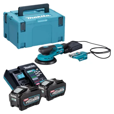 Immagine prodotto di Makita BO 004 CGT201 Levigatrice rotorbitale a batteria 40 V max. 150 mm 3,0 mm di corsa Brushless + 2x batteria ricaricabile 5,0 Ah + caricabatterie + Makpac