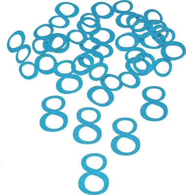 Produktbild von Oblique Unique Konfetti Zahl 8 Tisch Deko für Kinder Geburtstag Junge Jubiläum 24 Stk. blau mit Glitzereffekt
