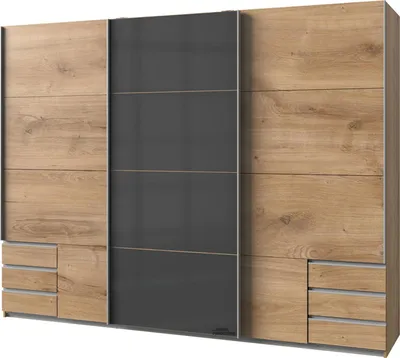 Produktbild von Schwebetürenschrank 270 cm - Plankeneiche - graphit - VALENCIA - Die Möbelfundgrube