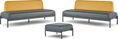 Produktbild von Sitzmöbel Ledersofas Art Deco Edelstahl Schwarz Gelb 3-Sitzer Hocker Set