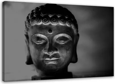 Produktbild von Leinwandbild buddhas kopf 100x70 cm Feeby grau wandbild bereit zum aufhängen