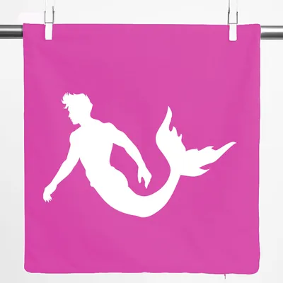Produktbild von Huuraa Kissenbezug Meermann Silhouette 40x40cm Fuchsia Baumwolle Dekokissenbezug Geschenkidee