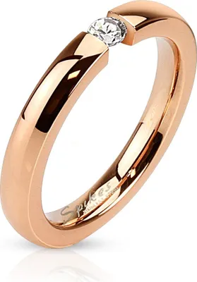 Produktbild von viva-adorno Gr. 50 (15,9 mm Ø) Fingerring Edelstahl Damen Ring Rosegold Zirkonia Solitär Damenring Kristall Verlobungsring, RS57rgzir