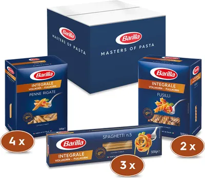Produktbild von Barilla Vollkorn Pasta Box - Multipack mit 3 Varianten Vollkorn Pasta, 9 x 500g