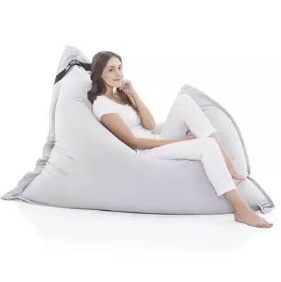 Produktbild von LazyBag Sitzsack XXL 400 Liter Grau – Riesensitzsack für Indoor & Outdoor mit weichem Baumwollbezug & Polystyrol Füllung für die Familie