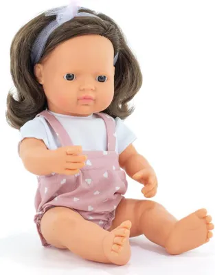 Produktbild von Miniland Kastanienbraune Babypuppe 38 Cm Rosa  Rosa One Size