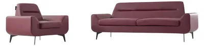 Productafbeelding van Stilvolle Rote Ledercouch Garnitur Designer 3-Sitzer Ledersessel