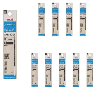 Kugelschreiber-Minen 10er-Pack, 0,5 mm, schwarz, mehrfarbig