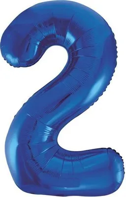 Produktbild von Unique Folienballon Zahl 2, blau, ca. 86 cm – Dekoration für Geburtstag & Jubiläum
