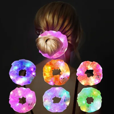 Produktbild von LED-Stirnbänder Haargummis 6er-Pack Neon-Stirnbänder Halloween Karneval