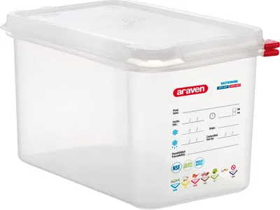 Produktbild von ARAVEN GN-Behälter mit Deckel 1/4, PP, Tiefe: 100 mm, Inhalt: 2,8 L, hermetisch