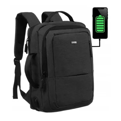 Obrázek produktu pro Peterson cestovní batoh na notebook s USB portem šedý 40x30x11 cm