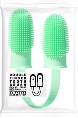 Imagen del producto de INF Cepillo de Dientes para Mascotas de Doble Dedo - Cerdas Suaves de TPR para una Limpieza Dental Eficaz Verde claro
