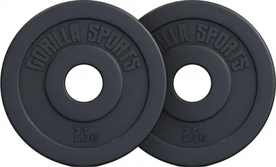 Produktbild von GORILLA SPORTS® Olympia Hantelscheiben - 5kg Set (2 x 2,5kg) Gewichte, 50mm Bohrung, aus Kunststoff - Gewichtsscheiben, Hantelscheiben-Set, Olympiascheiben
