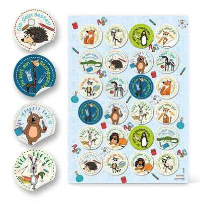 Produktbild von Logbuch-Verlag 24 Motivationssticker für Kinder - Schule Grundschule Motivation - Lehrer Eltern Aufkleber Ø 4 cm24 Aufkleber / 1 Bogen