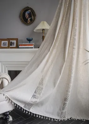 Image de Omgoods - Rideaux bohèmes beige - Rideaux vintage pour salon et chambre
