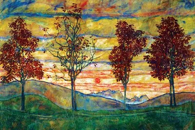 Produktbild von Egon Schiele Vier Bäume Poster Kunstposter Druck 91,5x61 cm ohne Zusatzartikel