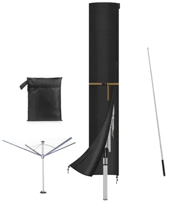Productafbeelding van Beschermhoes voor waslijn - Waterdicht en winddicht met rits - Afdekzeil voor wasdrogers - 185x32 cm