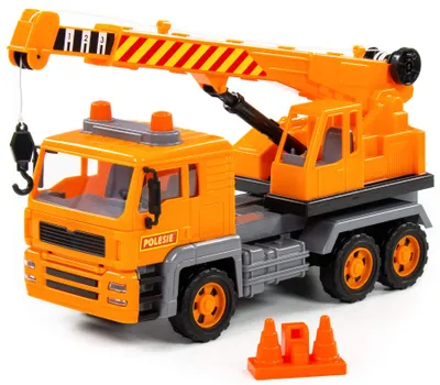 Produktbild von Teleskop-Kran LKW Kinder Spielzeug SPECIAL Schwungrad Fahrzeug mit Zubehör
