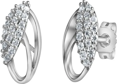 Produktbild von V Ohrstecker 925/- Sterling Silber 1,6cm weiß Zirkonia weiß 371220454R