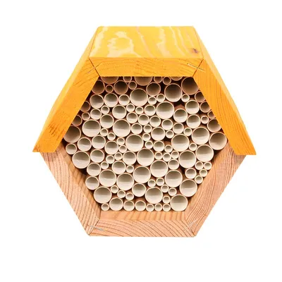 Image de Maison à abeilles hexagonale - L 14,6 x l 14,8 x H 12,8 cm