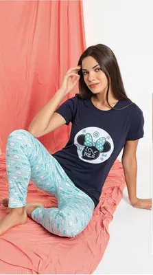 Produktbild von Damen Pyjama Schlafanzug Marineblau XL Kurz 3-Teiler Set mit Augenband S-82