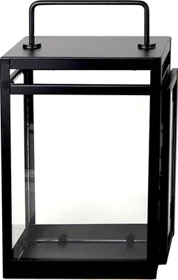 Produktbild von Laterne - 17 x 31 cm - Schwarz matt - Eisen - Glas - mit Tragegriff