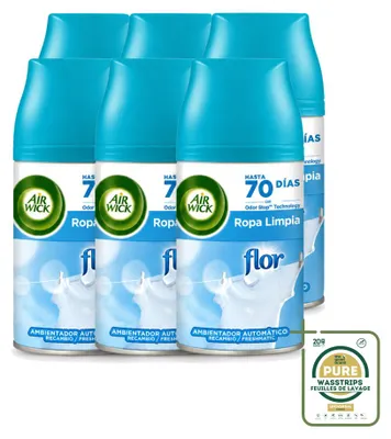 Image de 6 recharges Air Wick Freshmatic - Parfum Fleurs et Fraîcheur - 250 ml - Pack économique - 6 pièces