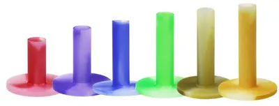 Imagen del producto de Tees de golf, 6 unidades - Goma duradera - Multicolor - 6 tamaños - Adecuados para campos de prácticas - Entrenamiento en interiores/exteriores - Soportes para pelotas de golf