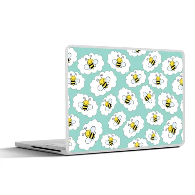 Produktbild von MuchoWow® Laptop Aufkleber Sticker Cover Biene - Insekten - Muster - Grün 25x18 cm - Laptop-Deko