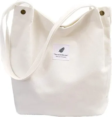 Obrázok produktu pre Plátená kabelka pre dámy, kabelka cez rameno, nákupná taška, bežná kabelka, veľká, štýlový školský batoh na každodenné použitie, do kancelárie, na výlety, na nákupy, 38 x 32 x 11 cm (ekrémová)