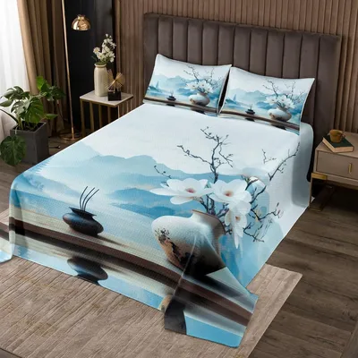 Produktbild von Blaues Bettwäsche-Set mit Bergmotiv, Größe King