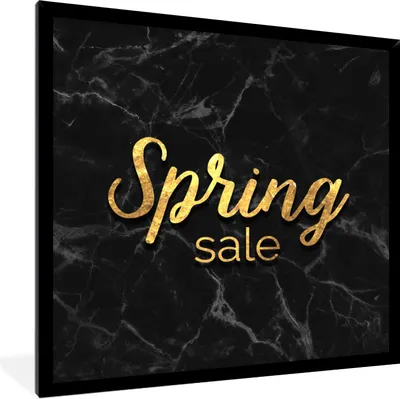 Produktbild von MuchoWow® Gerahmtes Poster Verkauf - Frühling - Gold - Marmor 40x40 cm - Poster mit Schwarzem Bilderrahmen Wandposter Rahmen Foto Bilder - Mit Rahmen - Wanddekoration Schlafzimmer