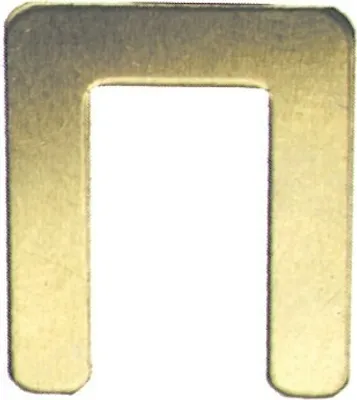 A close-up shot of a horseshoe-shaped metal bridge connector.