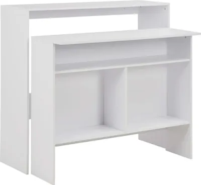 Zdjęcie produktu dla Stół barowy z 2 blatami, biały, 130 x 40 x 120 cm